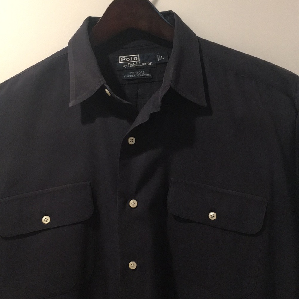 Ralph Lauren Navy silk cotton blend Shirt